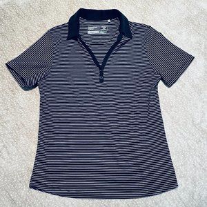 EUC Cutter & Buck Women's Golf/Polo Shirt, Navy Blue-White Striped, DryTec, Sml